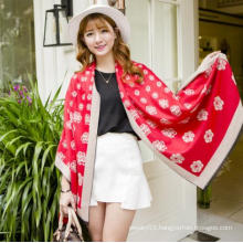 Thicken length big wholesale cotton bohemia warm rose flower pattern ethnic scarf